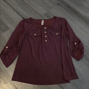PerSeption Concept burgundy Blouse with 3/4 Sleeves